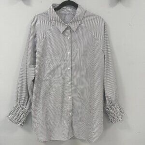 Lemon Love Ella Black & White Striped Top w/ Smocked Cuffs, 2XL - Like New